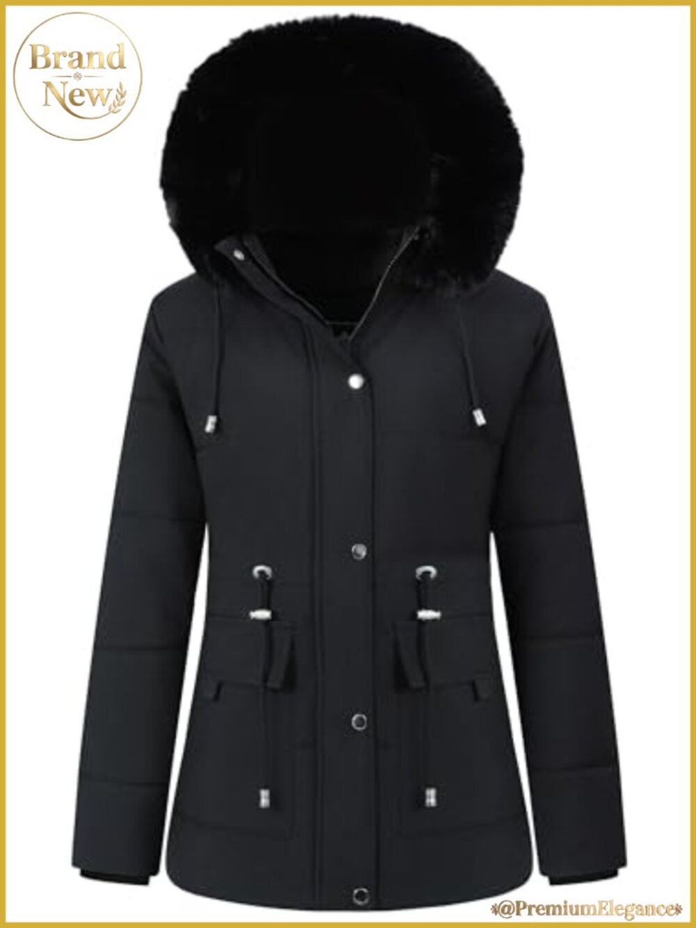 Women's Winter Puffer Coat Fleece Lined Detachable Hood Jacket